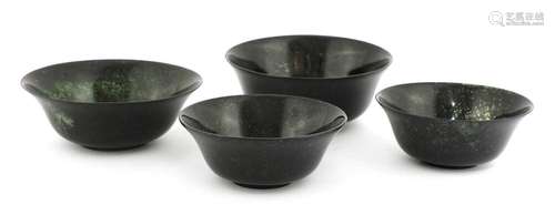 Four Chinese spinach jade bowls,