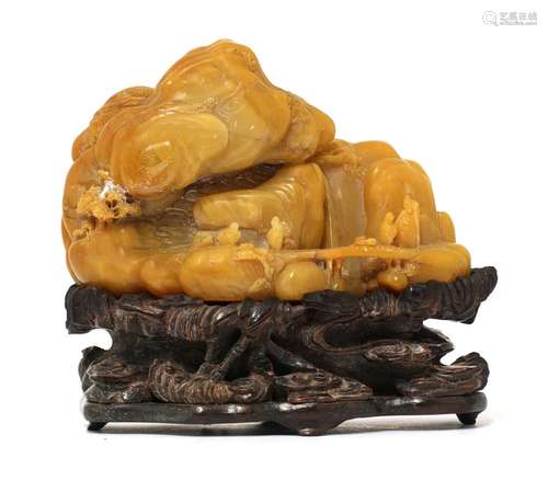 A Chinese soapstone boulder carving,