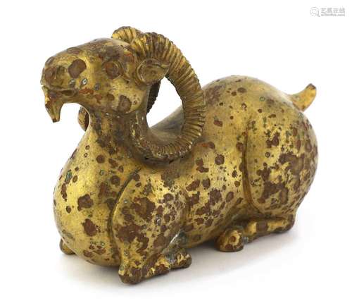 A Chinese gilt-bronze goat,