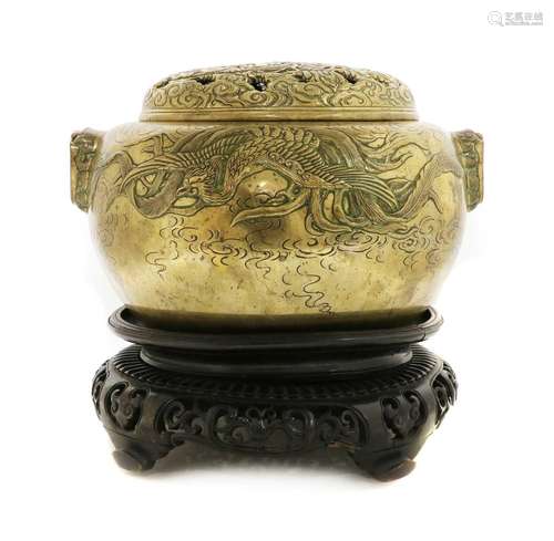 A bronze incense burner,