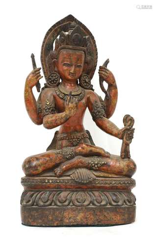 A Chinese lacquered wood bodhisattva,