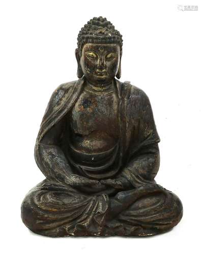 A gilt-lacquered wood Buddha,