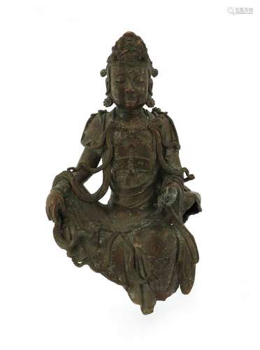 A Chinese bronze guanyin,