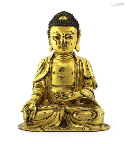 A Chinese gilt-bronze Buddha,