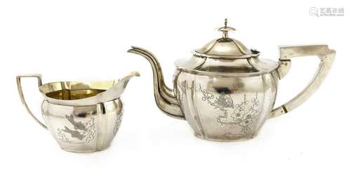 A Chinese export silver teapot,