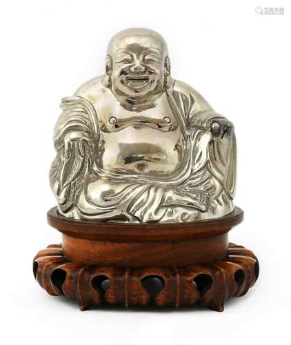 A Chinese export silver model of Budai,