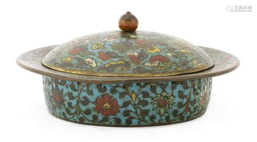 A Chinese cloisonné zhadou and cover,