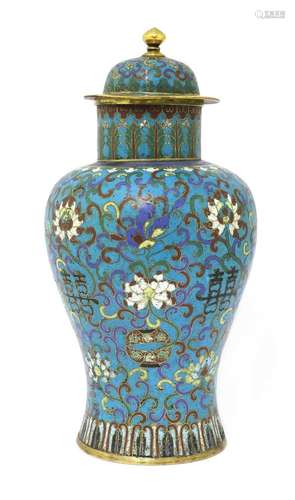 A Chinese cloisonné vase and cover,