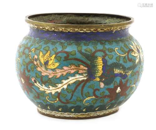 A Chinese cloisonné jar,