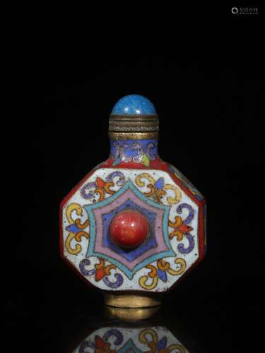 Copper Bodied Enamel Snuff Bottle