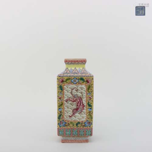 Chinese Famille Rose Square Vase