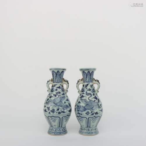 A Pair of Blue-and-white Vases