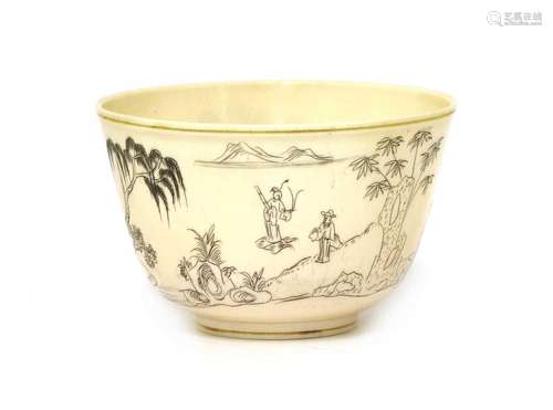 A Chinese ivory bowl,