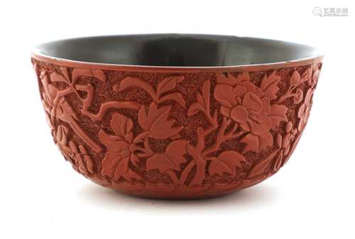 A Chinese carved cinnabar lacquer bowl,