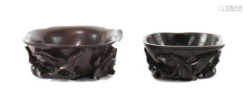 Two Chinese zitan libation cups,