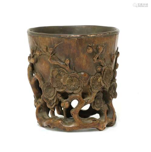 A Chinese wood cup,