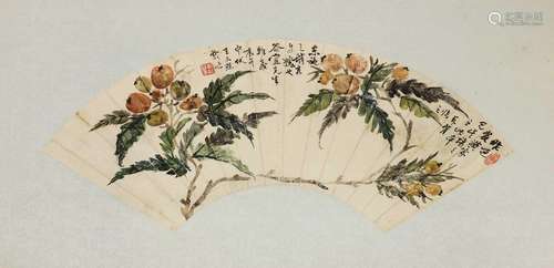 Four Chinese fan-shaped paintings,