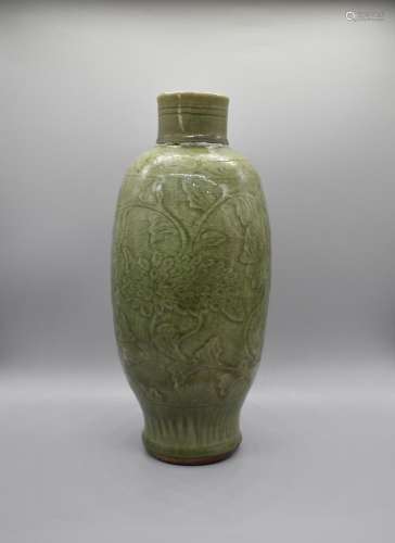 Longquan Celadon Floral Moulded Vase