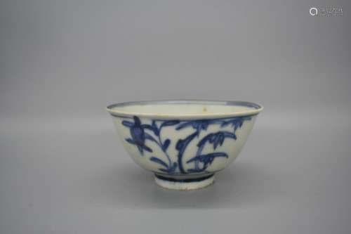 Ming Blue and White Bowl decorated with trees