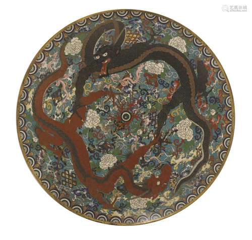 A Japanese cloisonné charger,