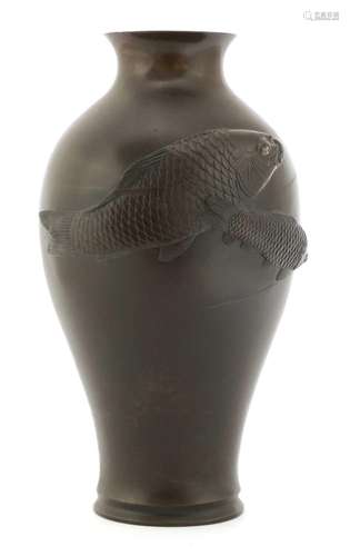 A Japanese bronze vase,