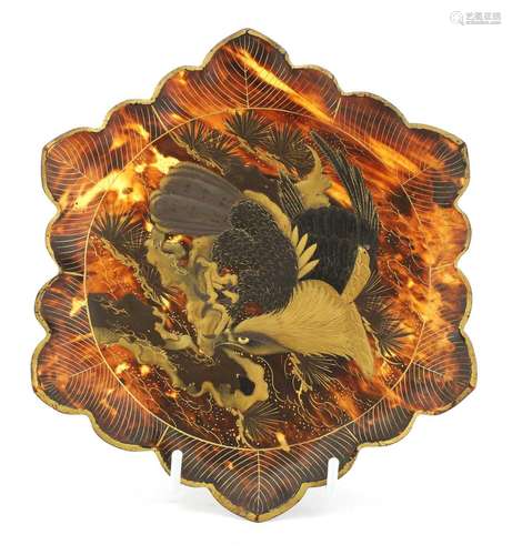 A Japanese tortoiseshell plate,