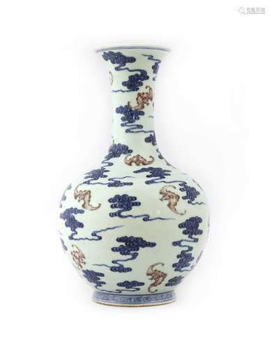 A Chinese copper-red and underglaze-blue vase,