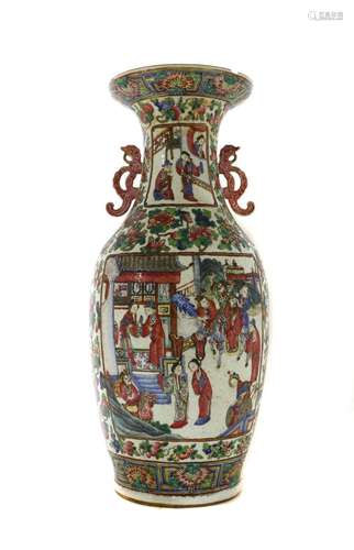 A Chinese Canton enamelled famille rose vase,