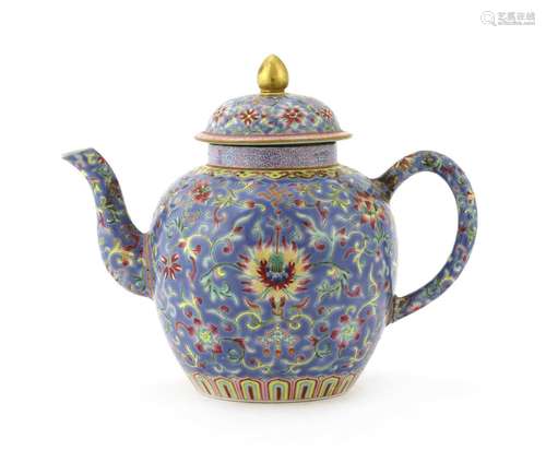 A Chinese famille rose teapot and cover,