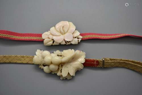 Two White Coral Floral Obi Decoration Belts