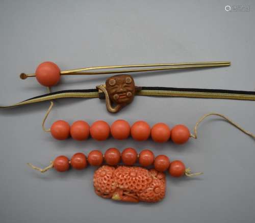 Decorative Coral Stone Objects and Wooden Noh Mask (5)
