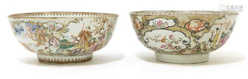 A Chinese export famille rose punch bowl,