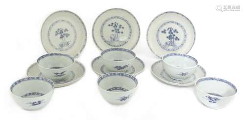 A collection of six blue and white Nanking cargo tea bowls a...