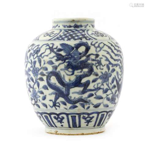 A Chinese blue and white jar,