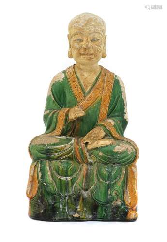 A Chinese sancai-glazed monk,