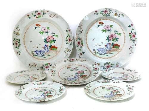 Two Chinese export famille rose chargers,