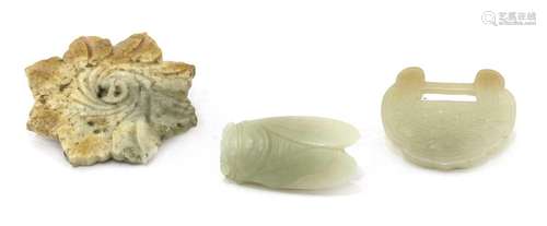 Three Chinese jade carvings,