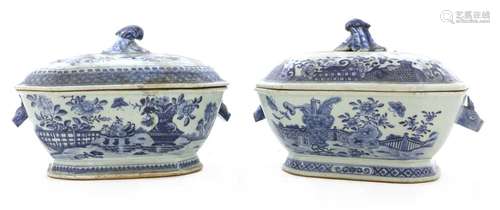 Two Chinese blue and white tureens and covers,