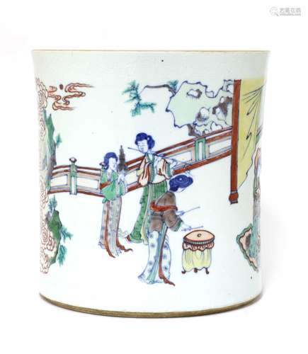 A Chinese doucai brush pot,