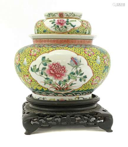 A Chinese famille rose jar and cover,