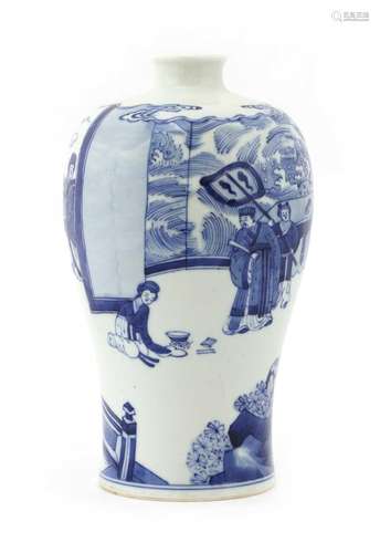 A Chinese blue and white meiping vase,