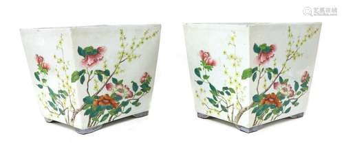 A pair of Chinese famille rose planters,