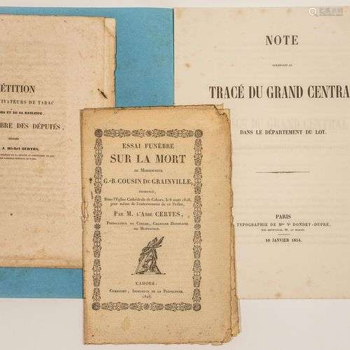 LOT. 3 Documents imprimés 1828, 1844 et 1854 : Guillaume-Bal...