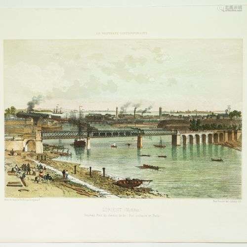 « LORIENT (Morbihan). Nouveau pont du chemin de fer, port mi...