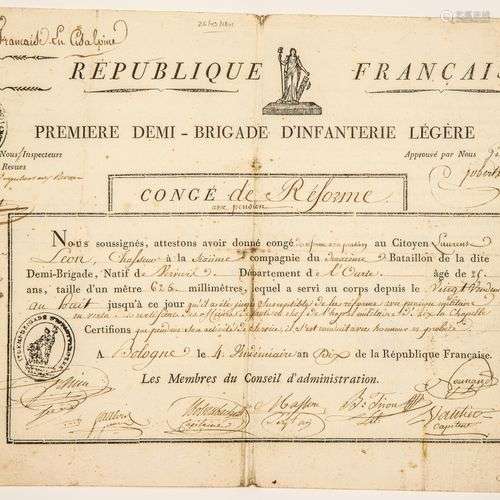 Pièce signée GOBERT Général de Brigade de l’Armée Française ...