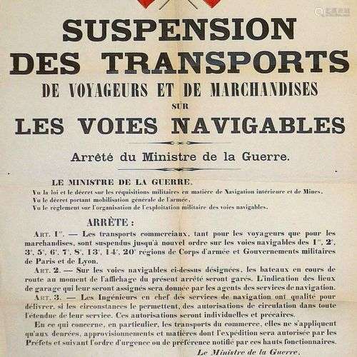 YVELINES. 1914. « SUSPENSION DES TRANSPORTS de Voyageurs et ...