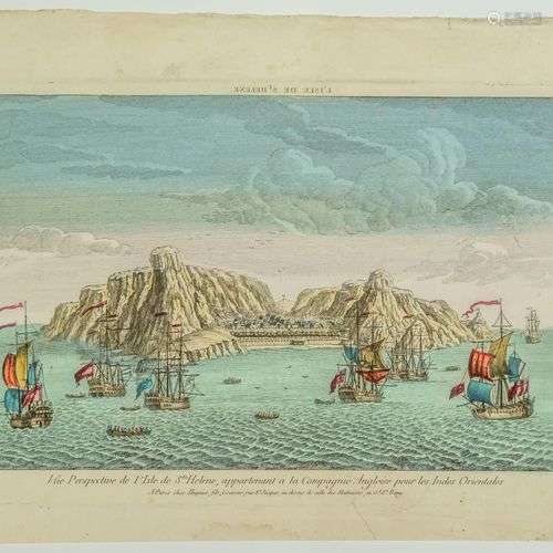 L’ILE DE SAINT HÉLÈNE. Vue d’Optique XVIIIe s. (c. 1761) « V...