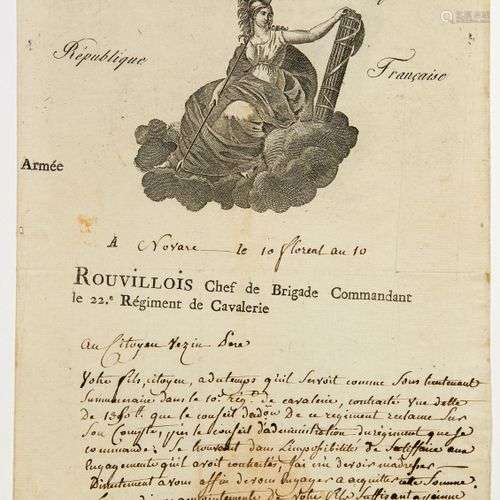 ARMÉE D’ITALIE. 1802. Lettre A.S. “ROUVILLOIS Chef de Brigad...