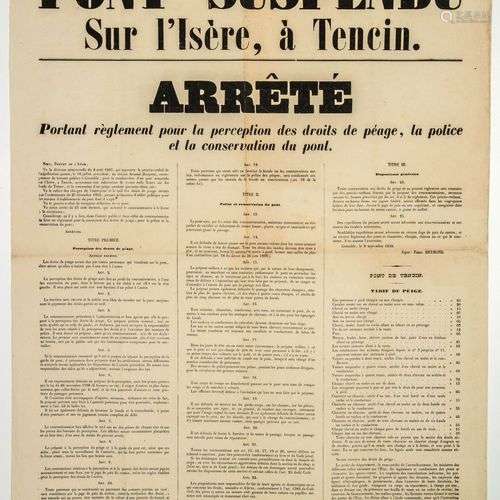 « PONT SUSPENDU SUR L’ISÈRE, à TENCIN. » Arrêté portant règl...