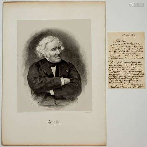 Auguste COUDER, Peintre (1790-1873). 1 lettre autographe sig...